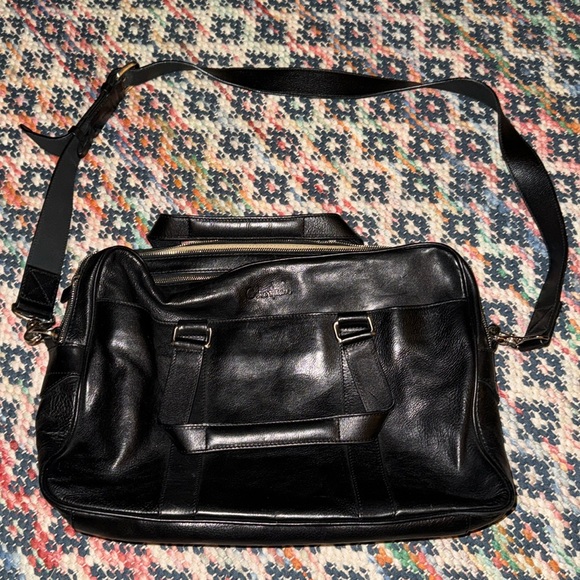 Cole Haan Black Leather Briefcase/Laptop Bag
